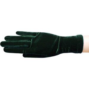 Women's Green Stretch Velvet Gloves Wrist Short Length Wedding Party Gloves